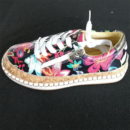 Damen komfortable Sneakers mit Korksohle und Reißverschluss Stalluxe
