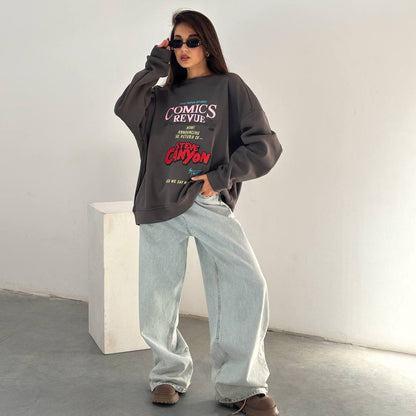 Damen Oversized Sweatshirt mit auffälligem Grafikdruck Stalluxe