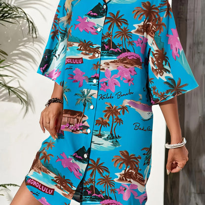 Damen Sommerliches Freizeitkleid mit farbenfrohem Blumenmuster und legerem Schnitt Stalluxe
