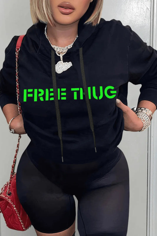 Damen lässiger Kapuzenpullover mit auffälligem Statementdruck Stalluxe