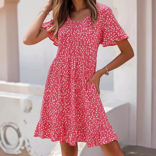 Damen lässiges Freizeitkleid mit fließendem Schnitt und Rüschensaum Stalluxe