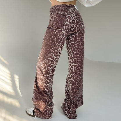 Damen weit geschnittene Jeans im angesagten Leopardenmuster Stalluxe