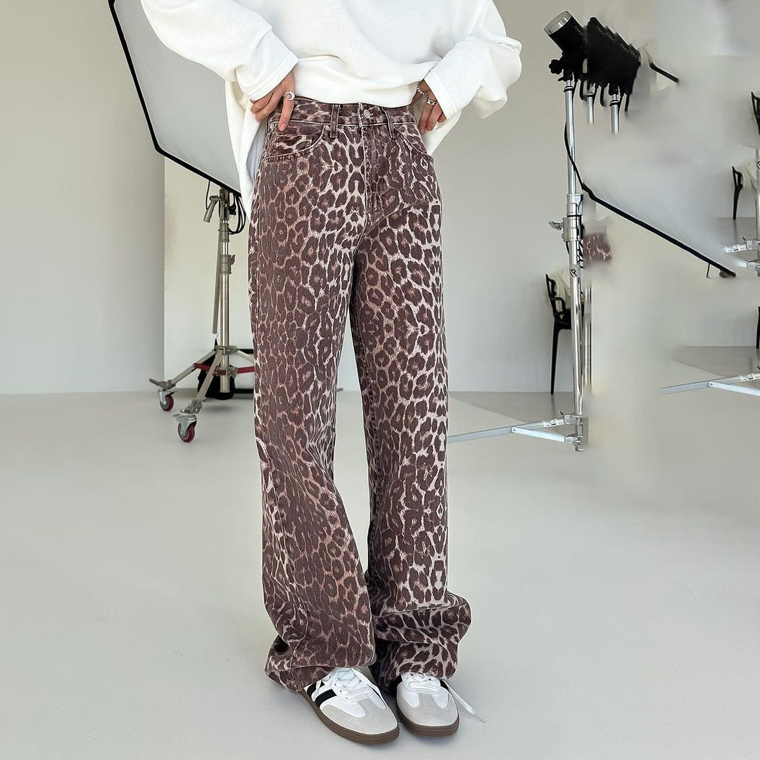 Damen weit geschnittene Jeans im angesagten Leopardenmuster Stalluxe