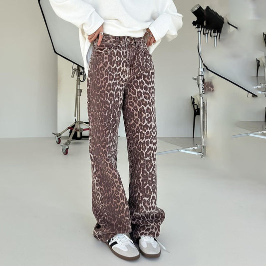 Damen weit geschnittene Jeans im angesagten Leopardenmuster Stalluxe