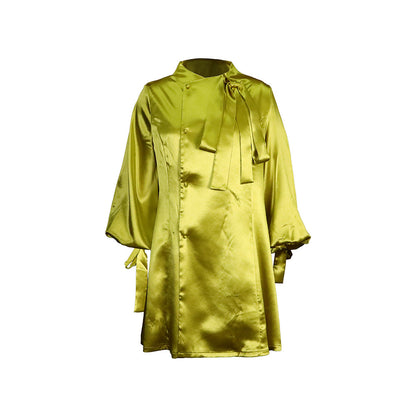 Damen Seidenkleid mit eleganter Schleife Stalluxe Gelb