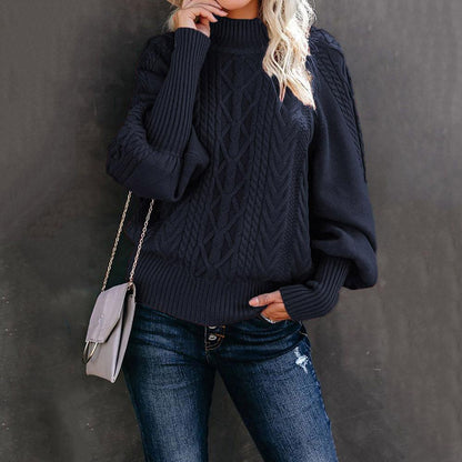 Damen Strickpullover mit hochgeschlossenem Kragen und strukturiertem Design Stalluxe