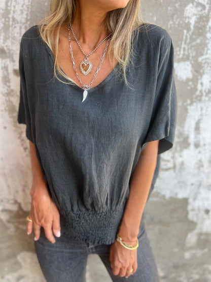 Damen Lässige Bluse mit elastischem Rüschensaum Stalluxe