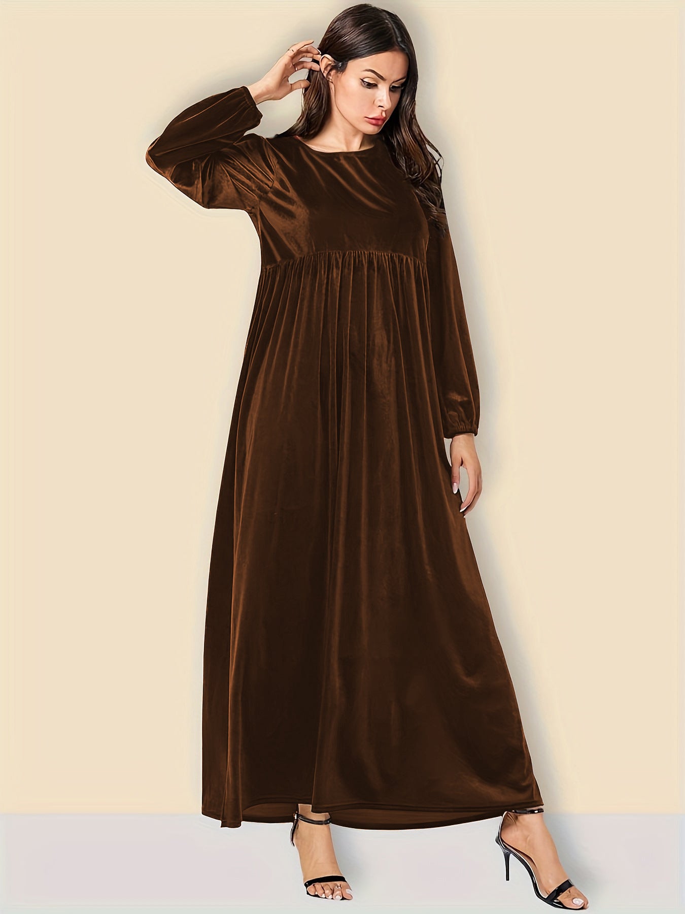 Damen Elegantes Maxikleid aus samtigem Stoff mit weitem Schnitt Stalluxe