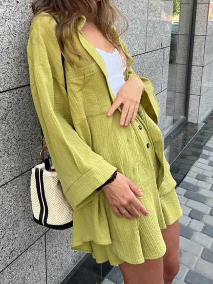 Damen lässiges Kurzarmblusen- und Shorts-Set Stalluxe