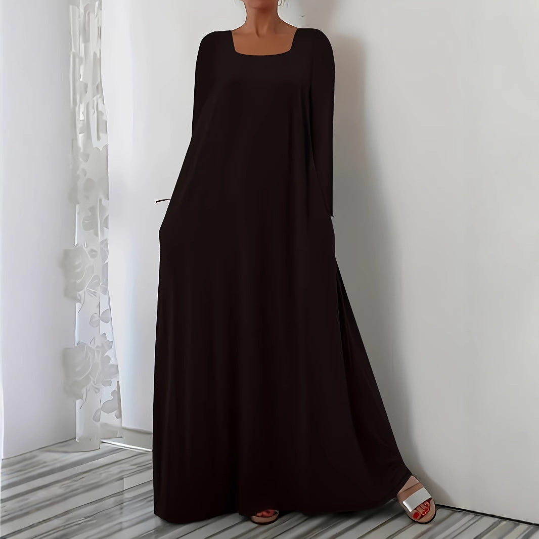 Damen Weit geschnittenes Maxikleid mit praktischen Taschen Stalluxe