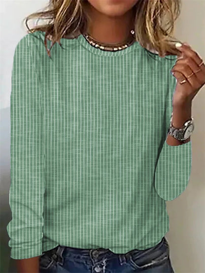 Damen lässiges Langarmshirt mit feinen Streifen Stalluxe