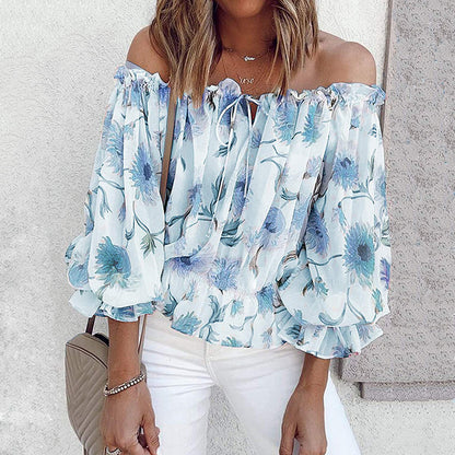 Damen Off-Shoulder Bluse mit floralen Mustern und Rüschendetails Stalluxe