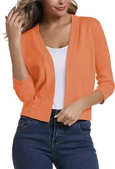 Damen lässige Strickjacke mit offenen Front und 3/4-Ärmeln Stalluxe