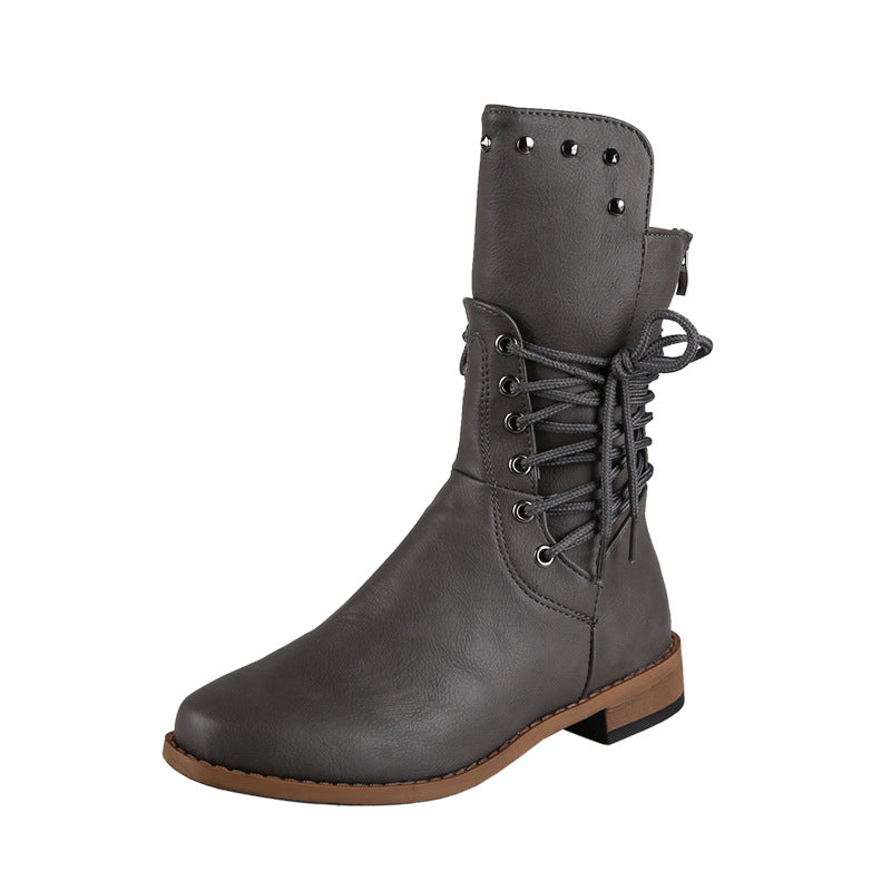 Damen Schnürstiefel aus Leder mit modischen Details Stalluxe