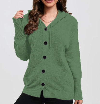 Damen Strickjacke mit Kapuze und praktischen Knopfdetails Stalluxe