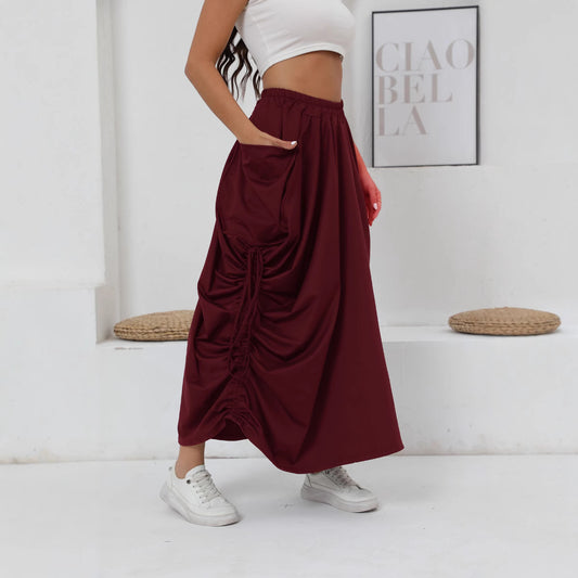 Damen Maxirock mit Raffungen und praktischen Taschen Stalluxe