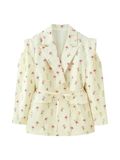 Damen Modische Blazerjacke mit Gürtel und Seidenoptik Stalluxe