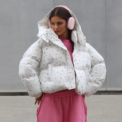Damen Winterjacke mit floralen Mustern und voluminösen Ärmeln Stalluxe