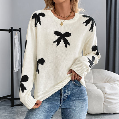 Damen Strickpullover mit verspieltem Schleifenmuster Stalluxe