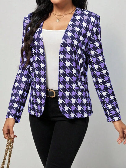 Damen modischer Blazer mit auffälligem Hahnentritt-Muster und elegantem Schnitt Stalluxe