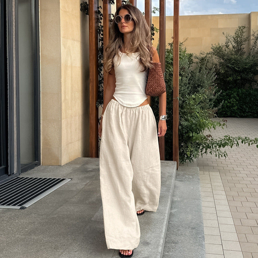 Damen Weite Leinenhose Stalluxe