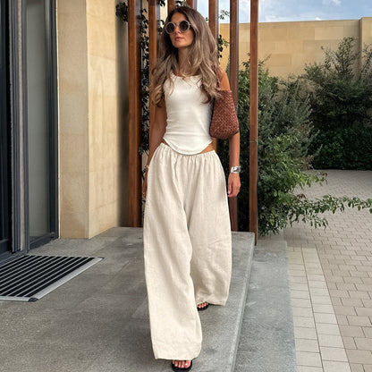 Damen Weite Leinenhose Stalluxe