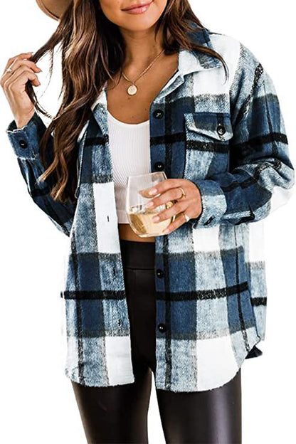 Damen Karierte Overshirt Jacke Stalluxe