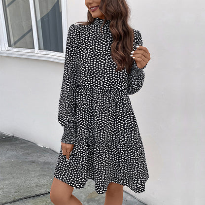 Damen lässiges Kleid mit gerafftem Design und eleganten Puffärmeln Stalluxe