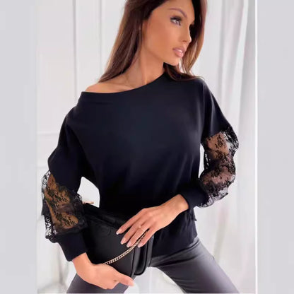 Damen Sweatshirt mit elegantem Spitzen-Detail Stalluxe