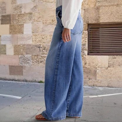 Damen Weit geschnittene Jeanshose im eleganten Stil Stalluxe