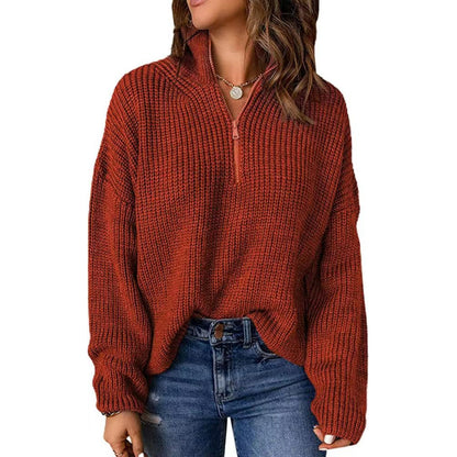 Damen Strickpullover mit kurzem Reißverschluss Stalluxe