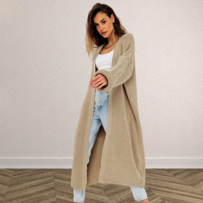 Damen Langer gestrickter Cardigan mit lässigem Schnitt und strukturierter Textur Stalluxe
