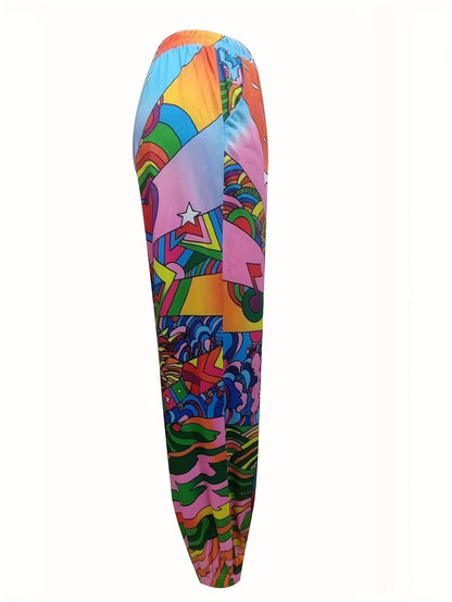 Damen Bequeme Freizeithose mit buntem Grafikdesign Stalluxe