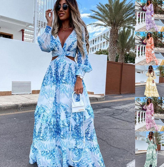 Damen Maxikleid mit floralem Schnitt und hübschen Rüschendetails Stalluxe