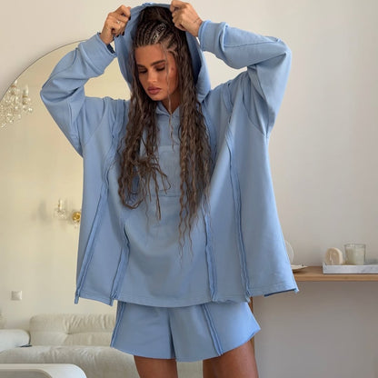 Damen Urbaner Oversized Hoodie und Shorts-Set Stalluxe