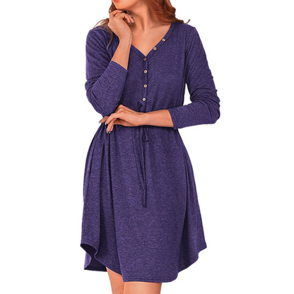 Damen lässiges Wickelkleid mit Knopfdetails und Taillenzug Stalluxe