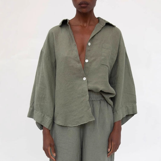 Damen lässige Leinenbluse Stalluxe