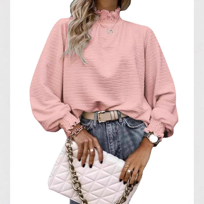 Damen lässige Bluse mit Rüschendetails und Strukturmuster Stalluxe
