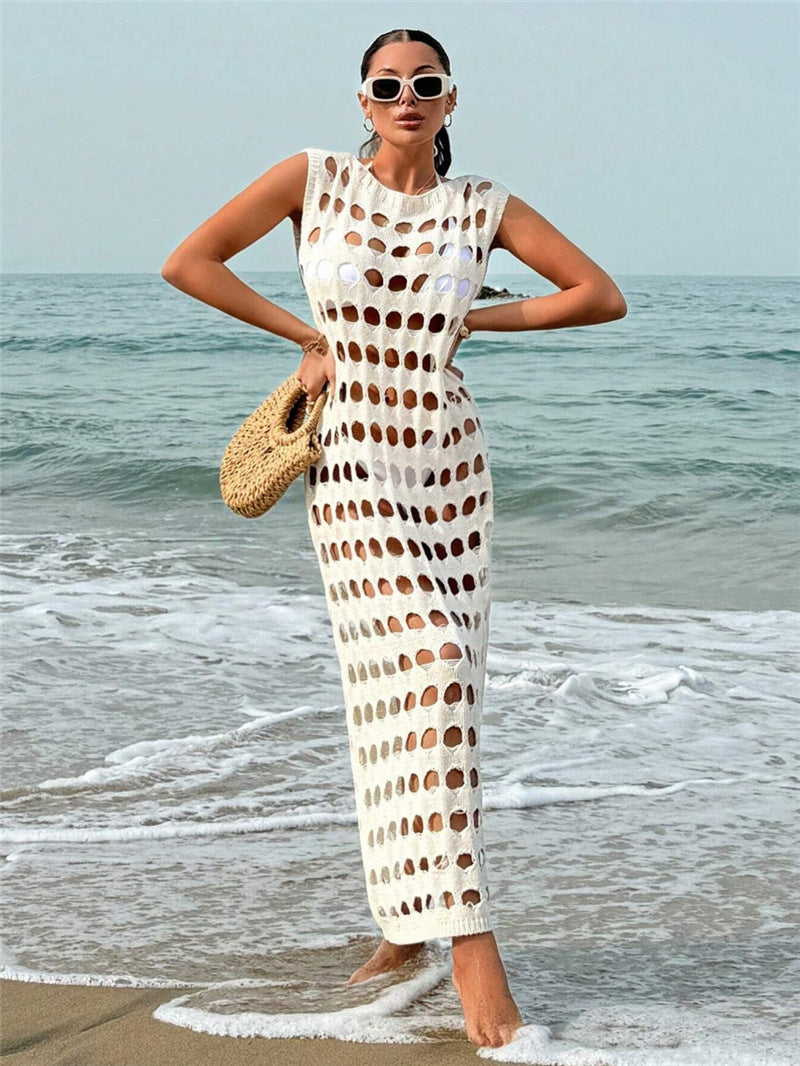 Damen Maxikleid mit filigranem Lochmuster Stalluxe