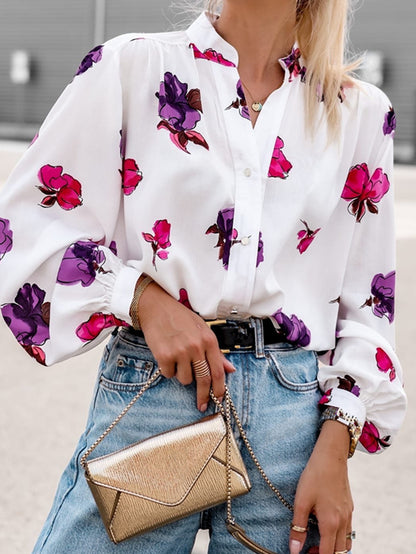 Damen Bluse mit floralem Design und eleganten Puffärmeln Stalluxe