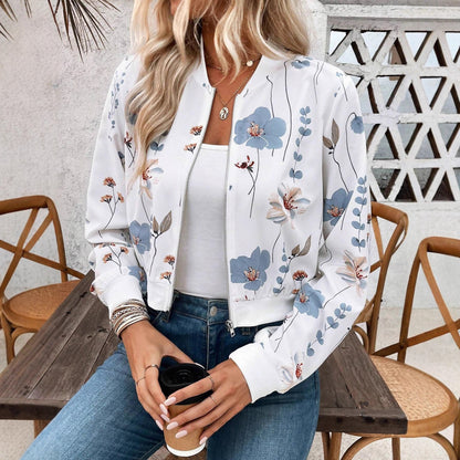Damen Bomberjacke mit floralem Design und elastischen Bündchen Stalluxe