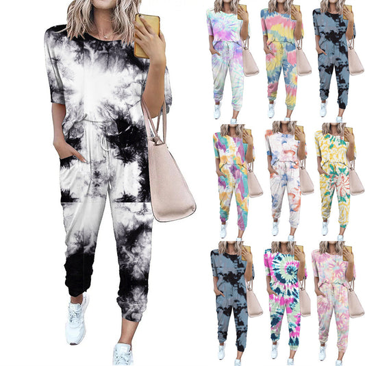 Damen Leichter Freizeit-Jumpsuit mit einem auffälligen Batik-Muster und praktischen Taschen Stalluxe