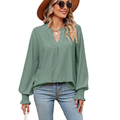 Damen Blusenshirt mit Lochmuster und eleganter Passform Stalluxe