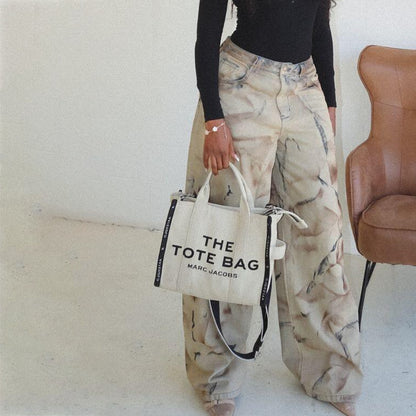 Damen Oversized Jeans mit einzigartigem Marmor-Effekt Stalluxe