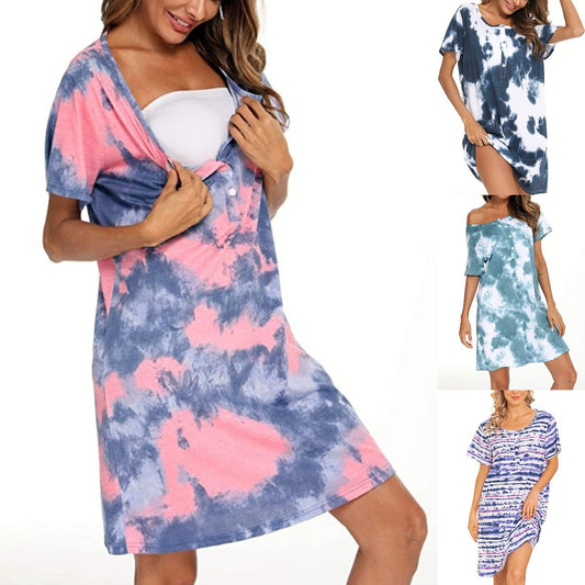 Women's Casual Tie-Dye Shirt Dress Stalluxe