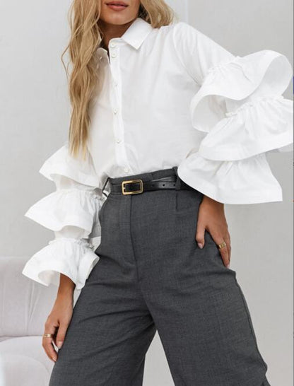 Damen Bluse mit Rüschendetails und strategischem Schnitt Stalluxe