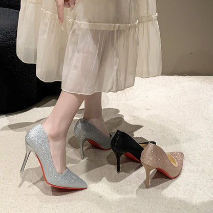 Damen Glitzernde High Heels mit elegantem spitzem Design und rutschfestem Fußbett Stalluxe
