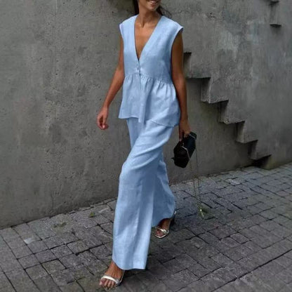 Damen Jumpsuit mit schickem V-Ausschnitt und fließendem Schnitt Stalluxe