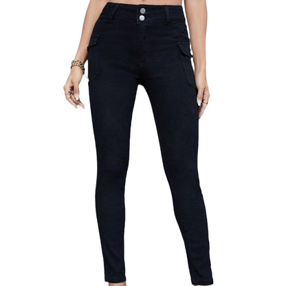 Damen Slim Fit Cargo-Jeans mit hohem Bund und praktischen Taschen Stalluxe