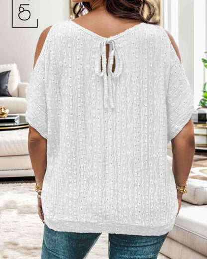Damen modisches Oberteil mit offenen Schultern und strukturierter Stricktextur Stalluxe